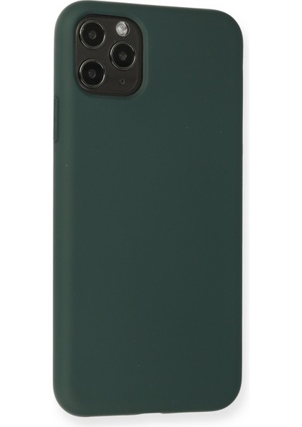 Apple iPhone 11 Pro Max Kılıf Nano Içi Kadife Silikon - Koyu Yeşil