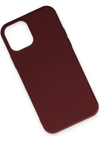 Apple iPhone 12 Kılıf Nano Içi Kadife Silikon - Bordo modelleri