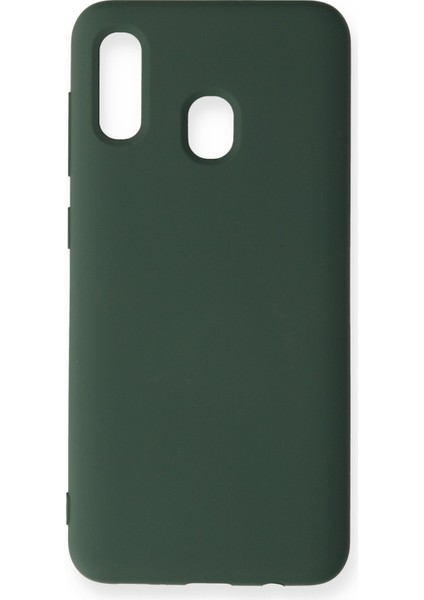 Samsung Galaxy A20 Kılıf Nano Içi Kadife Silikon - Koyu Yeşil