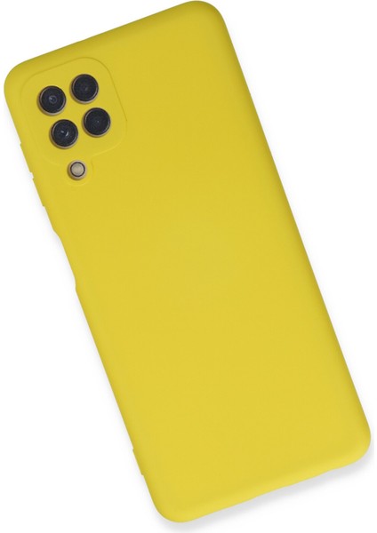 Samsung Galaxy M22 Kılıf Nano Içi Kadife Silikon - Sarı