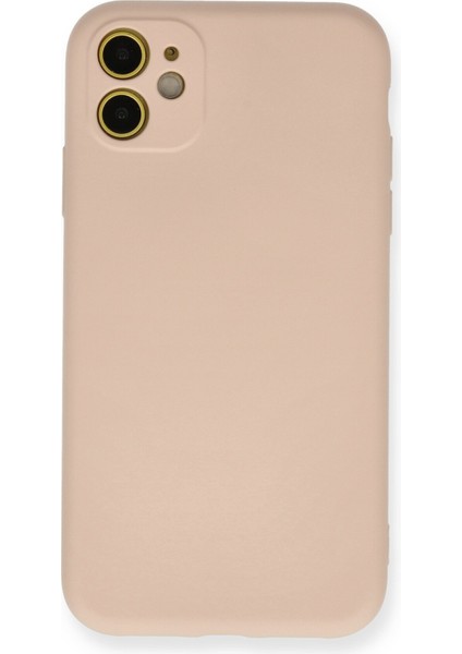 Apple iPhone 11 Kılıf Nano Içi Kadife Silikon - Pudra