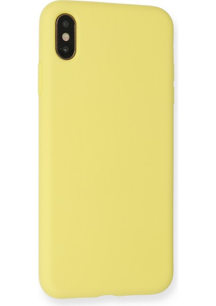 Apple iPhone Xs Max Kılıf Nano Içi Kadife Silikon - Mat Sarı modelleri