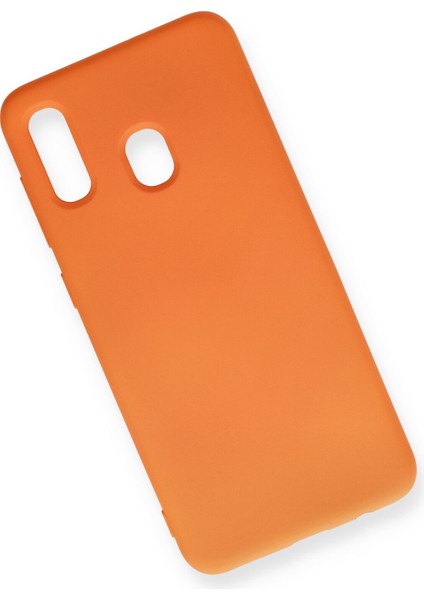 Samsung Galaxy A20 Kılıf Nano Içi Kadife Silikon - Turuncu modelleri