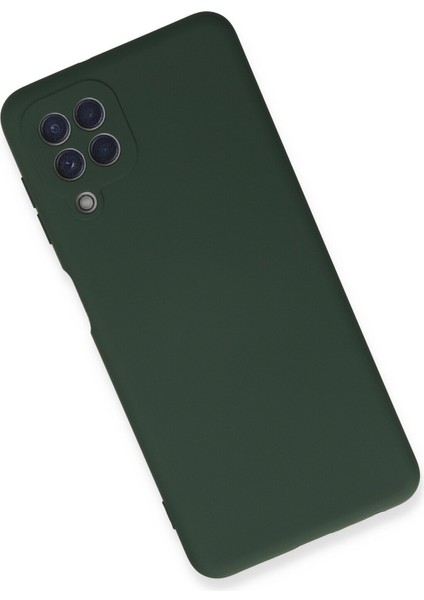 Samsung Galaxy M22 Kılıf Nano Içi Kadife Silikon - Koyu Yeşil