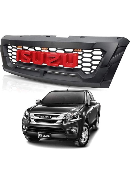 Isuzu Dmax Ön Panjur Ledli 2017 ve Sonrası Kırmızı Yazılı