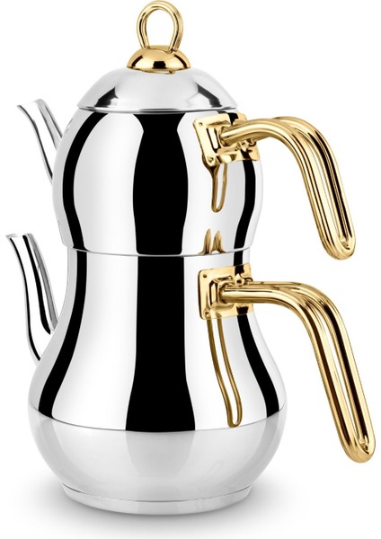 Şahmeran Çelik Çaydanlık Altın Metal Kulp - Mega Boy fiyatları