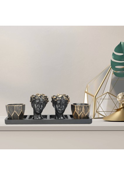 Hitit Siyah Altın Truva Ebabil 4'lü Saksı Seti