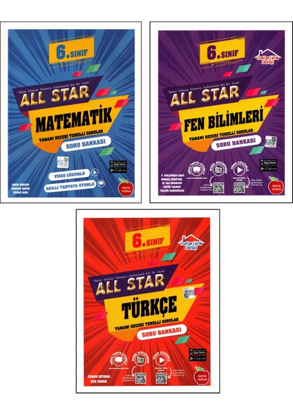 6. Sınıf Matematik - Fen - Türkçe All Star Soru Bankası 3 Kitap