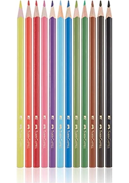 Faber-Castell Boya Kalemi 12 Renk Tam Boy Üçgen Plastik Tüp modelleri