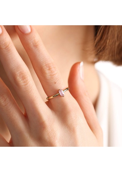 14 Ayar Altın Doğum Taşı Yüzük Burç Yüzükler Pink fiyatları