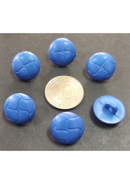 Deri Görünümlü Bebek Düğmesi Saks Mavi