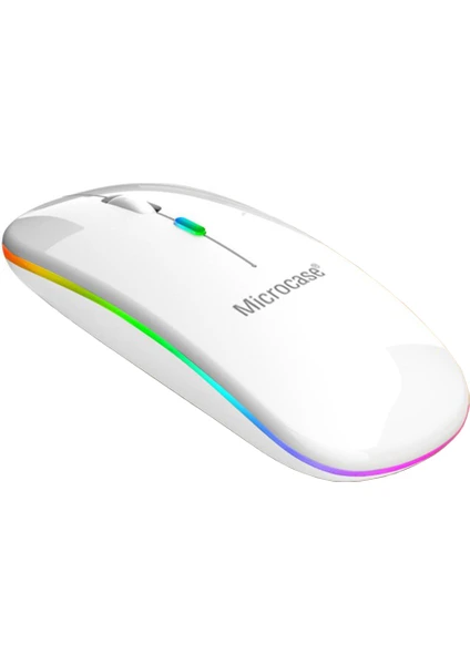 1600 Dpı Şarj Edilebilir 2.4 Ghz Rgb Işık Çift Modlu Bluetooth Mouse - AL2767 Beyaz