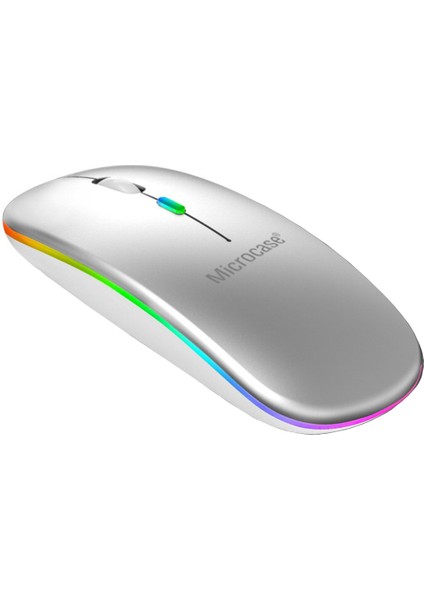 1600 Dpı Şarj Edilebilir 2.4 Ghz Rgb Işık Çift Modlu Bluetooth Mouse - AL2767 Gümüş