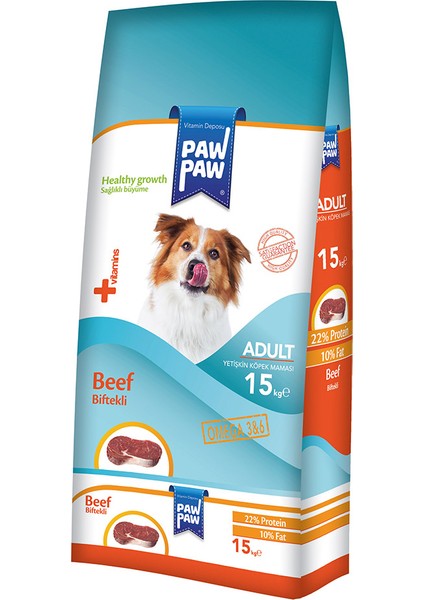 Paw Paw Biftekli Yetişkin Köpek Maması 15 kg