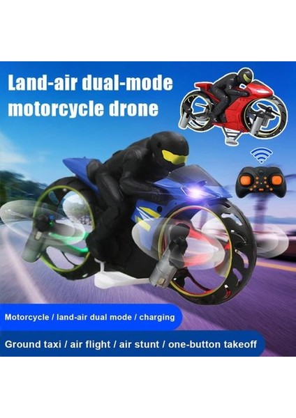 Yeni Rc Motosiklet Amfibi Uzaktan Kumanda Dört Aksu Iha Bir Anahtar Rulo Işık Uçak Modeli Rc Motosiklet (Kırmızı)