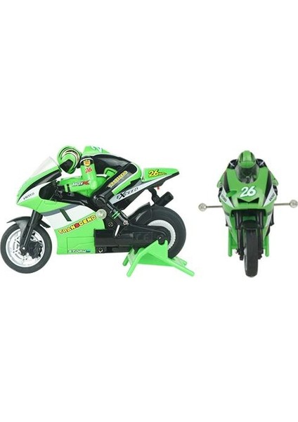 Elektrikli Mini Rc Motosiklet Yüksek Hızlı Radyo Kontrollü 2.4 Ghz Yarış Motosiklet Çocuk Oyuncak Erkek Yetişkinler (Yeşil)