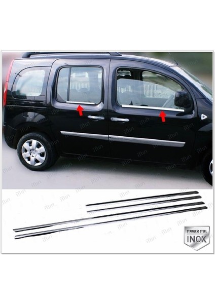 Renault Kangoo Krom Cam Çıtası 4 Prç. 2008 Üzeri P. Çelik