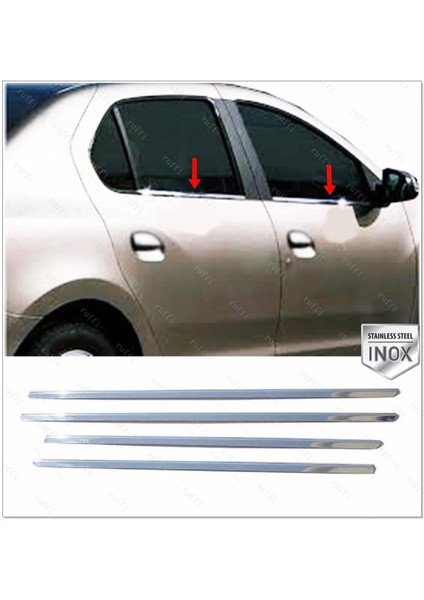 Renault Clio 4 Symbol Krom Cam Çıtası 4 Prç. 2013 Üzeri P. Çelik