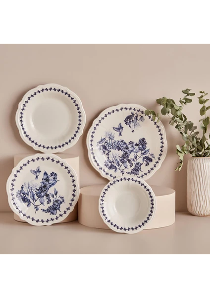 Bella Maison Vanessa Stoneware 24 Parça 6 Kişilik Yemek Takımı Mavi