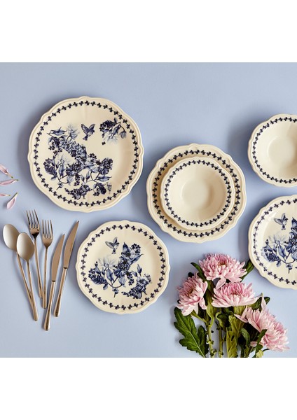 Bella Maison Vanessa Stoneware 24 Parça 6 Kişilik Yemek Takımı Mavi