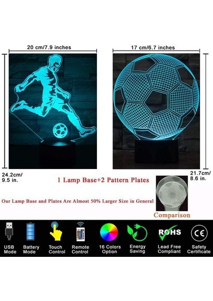 Futbol 3D Illusion Gece Lambası (Yurt Dışından)