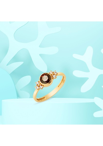 Kahverengi Taşlı 14 Ayar Altın Yüzük fırsatları