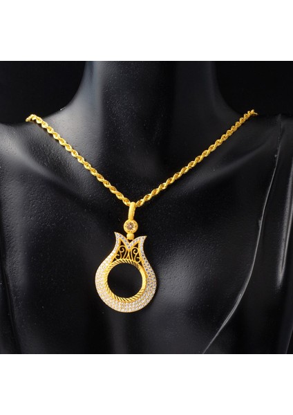 Laleli Çeyrek Altın Çerçevesi Kolye fiyatları