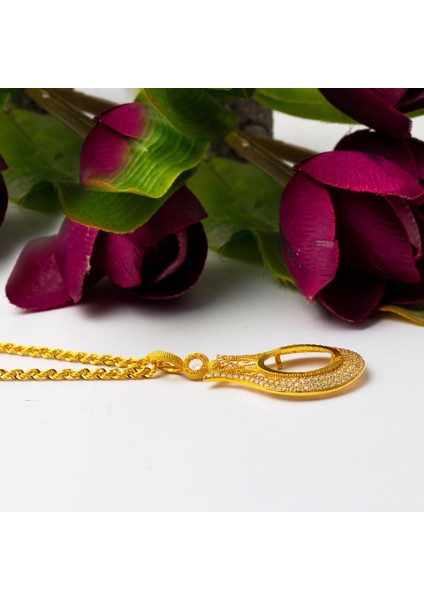 Laleli Çeyrek Altın Çerçevesi Kolye indirimleri