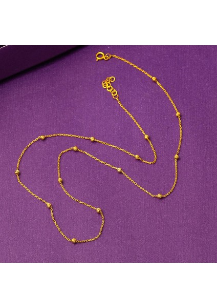 Top Altın Dizili 14 Ayar Sarı Altın Zincir Kolye modelleri