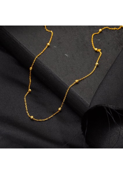 Top Altın Dizili 14 Ayar Sarı Altın Zincir Kolye indirimleri