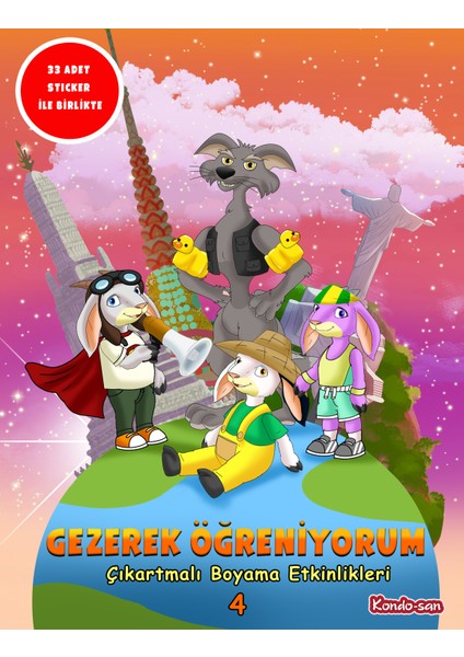 Gezerek Öğreniyorum Çıkartmalı Boyama Etkinlikleri-4- 33 Adet Sticker Ile - Kurt ve Yedi Küçük Oğlak - Ipek Tanyolaç Gürkan