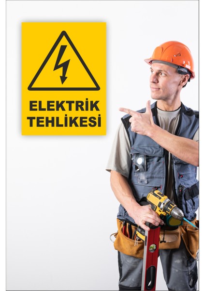 Karbon Soft Iş Güvenliği Uyarı Levhası Elektrik Tehlikesi