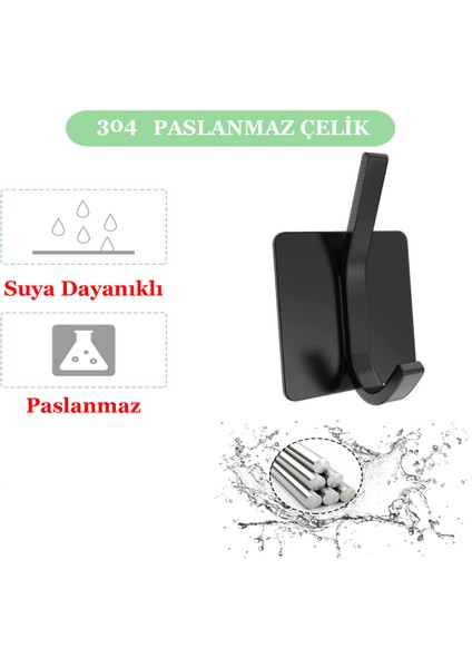 Kendinden Yapışkanlı Askılık Havlu Duvar Portmanto Askısı Çelik Pakette 5 Adet