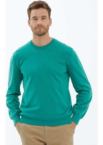 Sıfır Yaka Triko Kazak - Yeşil