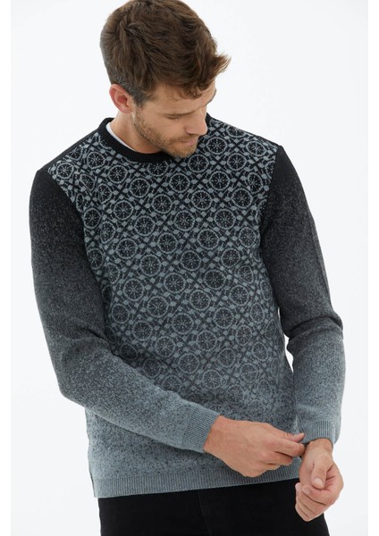 Sıfır Yaka Triko Kazak - Orta Gri fiyatları