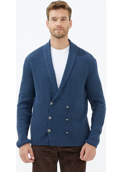 Şal Yaka Düğmeli Tirıko Hırka - Indigo fiyatları