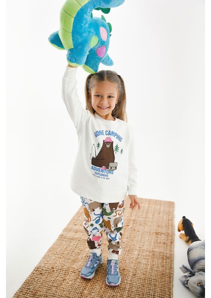 Gone Camping Krem Kız Çocuk Eşofman Takım
