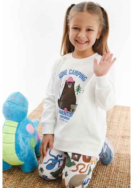 Gone Camping Krem Kız Çocuk Eşofman Takım modelleri