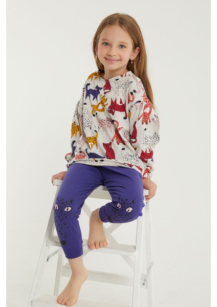 Spotted Cats Bejmelanj Kız Çocuk Uzun Kol Pijama Takım indirimleri