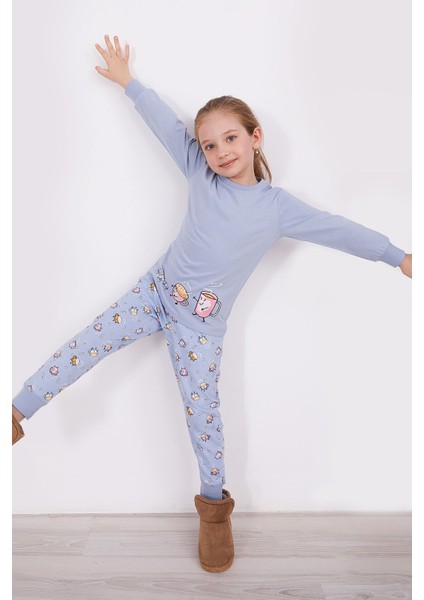 Coffee Mavi Kız Çocuk Uzun Kol Pijama Takım fiyatları
