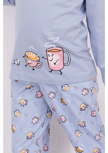 Coffee Mavi Kız Çocuk Uzun Kol Pijama Takım modelleri