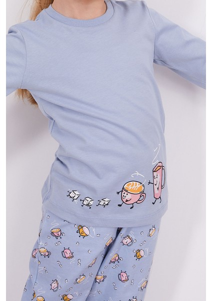 Coffee Mavi Kız Çocuk Uzun Kol Pijama Takım fırsatları