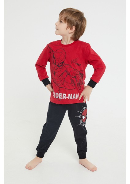 Lisanslı Thwip Kırmızı Erkek Çocuk Uzun Kol Pijama Takım