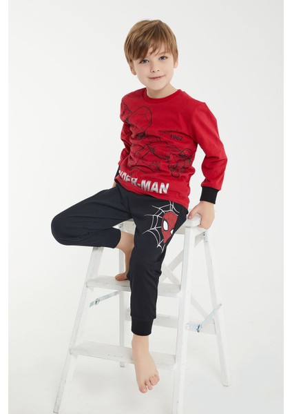 Lisanslı Thwip Kırmızı Erkek Çocuk Uzun Kol Pijama Takım