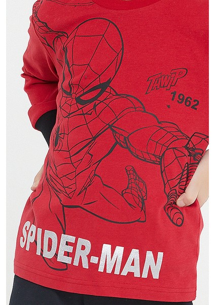 Lisanslı Thwip Kırmızı Erkek Çocuk Uzun Kol Pijama Takım