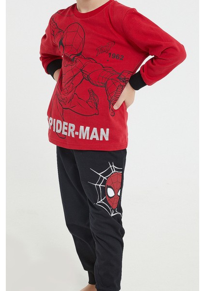 Lisanslı Thwip Kırmızı Erkek Çocuk Uzun Kol Pijama Takım