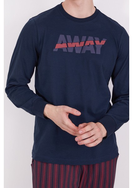 Away Mavi Erkek Uzun Kol Pijama Takım fiyatları