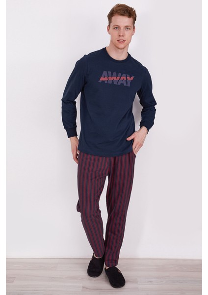 Away Mavi Erkek Uzun Kol Pijama Takım fırsatları