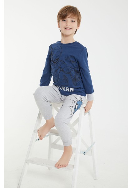 Lisanslı Thwip Mavi Erkek Çocuk Uzun Kol Pijama Takım