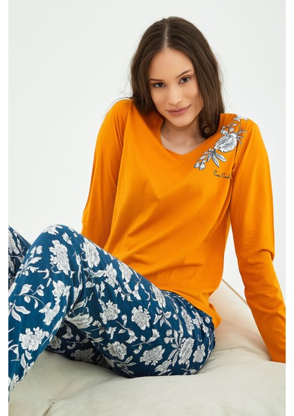 Hardal Kadın Uzun Kol Pijama Takım